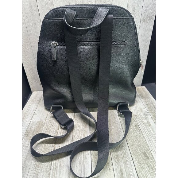 Calvin Klein Backpack Faux Leather Black Zipper Luxury Bag Excellent 13" Tall - Picture 3 of 11